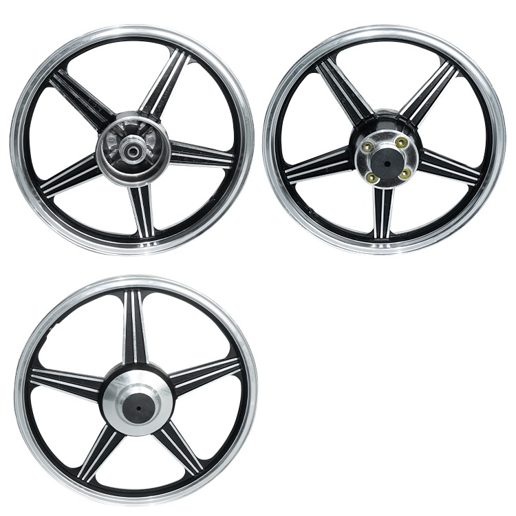 JUEGO DE AROS BUJES DE FIERRO PLATA CON NEGRO